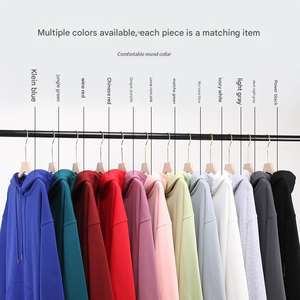 Sweat à Capuche de Couleur Unie Ample et Lourd pour Hommes Grande Taille Veste Streetwear pour Couples avec Logo Personnalisé - Product Image 3