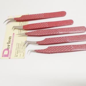 Logo privé pince à cils de couleur scintillante rouge pince à épiler en acier inoxydable haute précision professionnelle pointue incurvée Volume pince à cils - Product Image 2