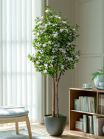 Künstlicher Blütenbaum mit Weißen Blüten, Seidenblättern in Echt-Optik, Zwei Stämme, Großformatig für Hotel, Restaurant, Gewerbliche Dekoration, Großhandel