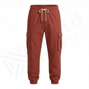 Pantalon de jogging décontracté pour homme, automne, sport, vêtements de travail, poids moyen, taille élastique, coupe ample, multi-poches, style à devant plat, 100% - Product Image 1