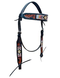 Vente chaude Headstall en cuir véritable de haute qualité avec des perles faites à la main Style occidental équitation meilleur produit équestre - Product Image 5