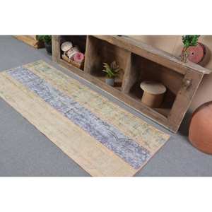 Alfombra turca Vintage moderna 2,6x6,3 pies Beige azul Patchwork diseño lana Material látex respaldo para decoración para sala de estar para coche 9x12 - Product Image 4