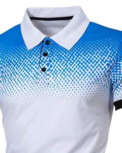 Customized Men <b>Polo</b> <b>Shirt</b> White <b>Blue</b> Gradient Print Short Sleeve Golf T <b>Shirt</b> Breathable Quick Dry Casual Wear OEM Custom - Product Image 4