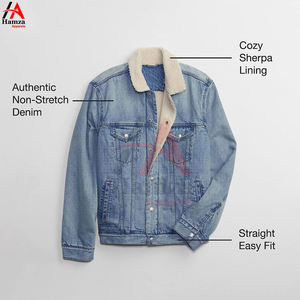 Chaqueta Vaquera de Mezclilla de 14 oz, Tejido Grueso, Color Personalizado, Manga Larga, Ropa Exterior Informal para Hombre, con Capucha y Protección Contra el Viento - Product Image 2