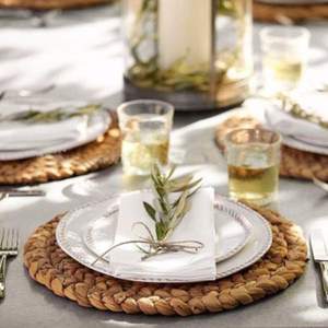 Napperons ronds tissés en jacinthe d'eau de luxe pour la maison et la cuisine dîner et ensemble de mariage - Product Image 5