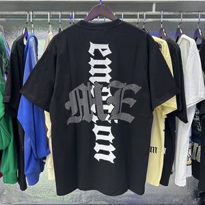 เสื้อยืดโอเวอร์ไซส์สตรีทแวร์สุดเท่ แบรนด์หรู โลโก้สีดำ สไตล์ฮิปฮอป ผ้าฝ้าย สำหรับฤดูร้อน ผู้ชาย ขายส่งจากโรงงาน - Product Image 2