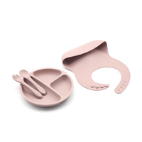 Sumber produsen peralatan makan bayi silikon Bib mangkuk silikon sendok garpu makanan tambahan mangkuk makan silikon peralatan makan