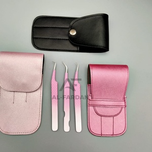 Pinzas para Extensión de Pestañas de Dos Tonos, Punta de Fibra en Ángulo de 45 y 90 Grados, Acero Inoxidable, Color Rosa y Blanco, con Cajas de Cartón - Product Image 2