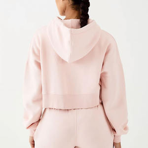 Sudaderas Cortas con Cremallera para Mujer, Sudaderas de Felpa de Algodón con Logotipo Personalizado, Sudaderas Holgadas de Estilo Urbano para Mujer, Marca Privada OEM - Product Image 2