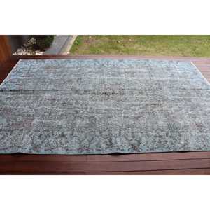 Alfombra vintage, alfombra turca de 6.1x9.7 pies, alfombra de lana azul con lunares - Product Image 3