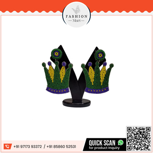 Boucles d'oreilles indiennes faites à la main Mardi Gras Seed perlées pour femmes - Product Image 6