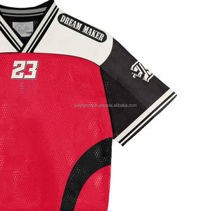 Ropa de calle con impresión sublimada personalizada, camiseta de fútbol a la moda, camiseta de Algodón 100% con corte holgado e impreso, camiseta de fútbol a la moda - Product Image 3