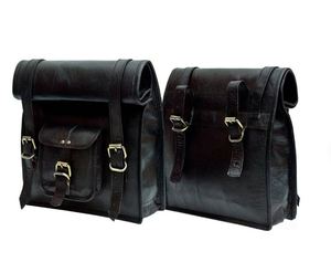 Leather Saddle Handmade Motorcycle Bag Bike Panniers Motorcycle Side Pouch Rear Rack Bike Tail Bag - Product Image 3