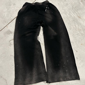 Pantalones Unisex Personalizados, Holgados, de Pierna Ancha, Estilo Deportivo, de Algodón, Lavado Ácido, Decoloración Solar, con Pedrería, Corte Recto, Acampanados, Gruesos - Product Image 1