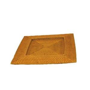 Snacks Serveur de pâtes Plats Finition naturelle Plateau de serveur de dessert Plateaux en bois de bambou Plateau de service en rotin de forme carrée - Product Image 1