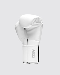 Gants de boxe en cuir blanc de qualité supérieure avec fermeture auto-agrippante, antidérapants, à lacets, utilisés pour le Muay Thai et les combats de rue - Product Image 2