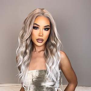 DWY 13x4 Lace Front Glueless Synthetic <b>Wig</b> 20-Inch Water Wave Blonde Gradient High 13x4 Front Glueless Synthetic <b>Wig</b> Transparent - Product Image 6