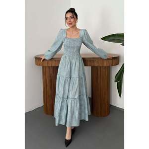 Blue Plaid Smocked <b>Dress</b> - Blue - Product Image 1