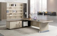 Bureau de direction de luxe moderne style flûte en forme de L pour gestionnaire PDG patron table d'ordinateur pour personnel