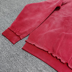 Fabricant vente en gros de haute qualité fermeture éclair Vintage soleil fané trou Streetwear sweat à capuche Stone Acid Wash Distressed Hoodie - Product Image 6