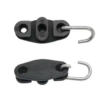 Penjepit Kabel Drop Wire FTTH Tipe S Hitam dari Baja Anti Karat dengan Pelindung UV, Penjepit Wedge Anchor untuk Aksesoris Kabel Fiber Optik ADSS