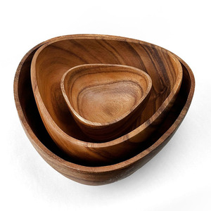 Nouveau design bol en bois sculpté à la main ensemble de vaisselle de cuisine bols de service de repas en bois du Vietnam - Product Image 1