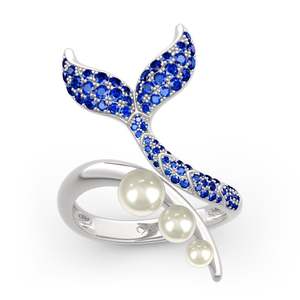 Bague éternité Jeulia Dancing by the Moonlight en argent sterling avec fausses perles et motif queue de sirène - Product Image 1