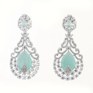 Calidad de exportación de estilo Bollywood de joyería clásica de diamante americano con pendiente de circonia cúbica chapado en rodio - Product Image 1