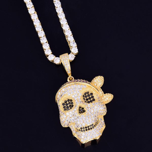 Pendentif de luxe Skull Hip Hop VVS Moissanite Diamond avec argent sterling 925 plaqué or cadeau pour homme - Product Image 1