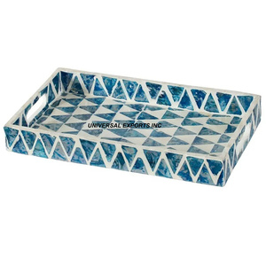Plateau de service Rectangle en bois Taille personnalisée Plateau de chocolat fait main Plateau de service en bois de luxe en nacre - Product Image 5