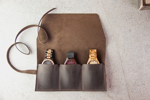 Leather <b>Watch</b> <b>Case</b> Travel <b>Watch</b> Pouch Storage Organizer Custom Engraving <b>Watches</b> Box for Men and Women LWR-00 - Product Image 3