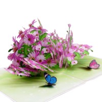 Tarjeta de Boda con Diseño de Margarita Morada en 3D, Hecha a Mano con Corte Láser, Regalos Personalizados de Vietnam, Viet-craft