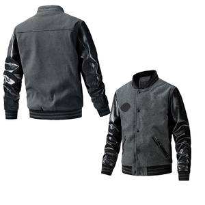 Custom <b>Men's</b> Melton Wool Varsity <b>Jacket</b> New Style <b>Thin</b> Canvas Leather <b>Jacket</b> Wholesale CollegeBaseballjacket for <b>men</b> - Product Image 2
