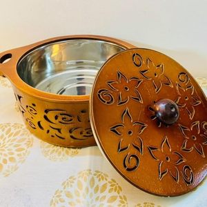 Caja de Madera Natural Hecha a Mano de Alta Calidad para Chapati de Boda, con Incrustaciones Decorativas de Metal, Apta para Lavavajillas, para Uso Diario - Product Image 1