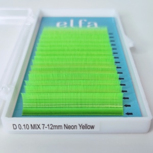 Extensions de cils jaune néon 7-12mm lueur colorée dans l'obscurité 0.15mm d'épaisseur Fabriqué au Vietnam 0.10 jaune néon - Product Image 3
