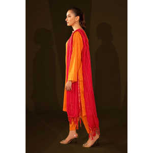 Dupatta Jacquard Teñido de Rojo para Mujer, Elegante Chal/Bufanda de Algodón con Estampado Floral para Fiestas de Primavera/Verano - Product Image 1