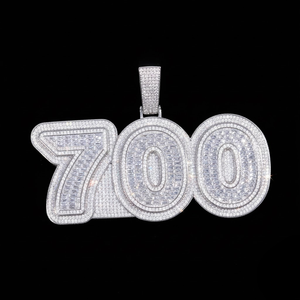 จี้เงินแท้ 925 ประดับเพชรโมอิสซาไนต์เต็มตัว รูปเลข 700 สไตล์ฮิปฮอป สำหรับผู้ชายและผู้หญิง - Product Image 1