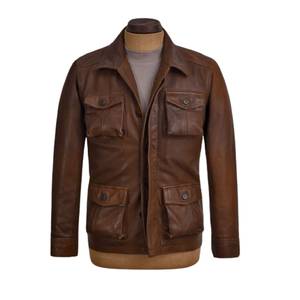 Fabricant de veste en cuir d'agneau véritable pour hommes, marron classique, toutes les couleurs, cuir véritable vintage, excellente qualité d'épilation à la cire - Product Image 5
