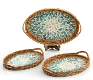 Juego de tres Bandejas para servir comida con forma redonda, diseño elegante, aspecto elegante, bandeja para servir sopa para cocina y mesa - Product Image 2