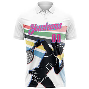 เสื้อโปโลพิมพ์ลายเทนนิสบอลแบบซับลิเมชันสำหรับใส่สบายสไตล์พลัสไซส์ผ้าถักเนื้อแข็ง - Product Image 5