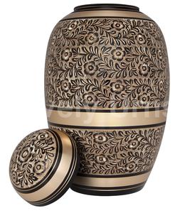 Urnas para adultos de cremación funeraria de latón dorado negro y grabado para cenizas humanas Bolsa de terciopelo gratis - Product Image 2