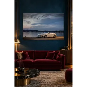 Impression sur toile Fida Cream Mercedes Convertible by the Lake at Dusk - Product Image 4