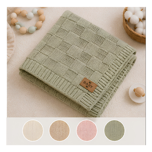 Wholesale Baby Knitted Blankets Soft Breathable Cotton Cable Knit Infant Nursery Receiving Blanket Supplier From Denizli Turkey - Product Image 1