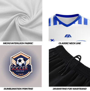 Conjunto de uniforme de fútbol personalizado de poliéster de alta calidad, secado rápido, transpirable, con impresión por sublimación para clubes de equipos de temporada de verano - Product Image 3