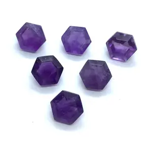 真正的天然紫水晶6毫米15毫米六角形切割刻面价格宽松宝石，校准尺寸用于珠宝制作