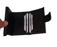 Dompet pria, Logo kustom, dompet lipat tiga, kulit biji penuh, ramping, Minimalis, tipis, penyimpan kartu penghalang RFID