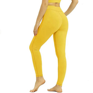 <b>Women's</b> Yellow Gym Workout Suits with Zipper Plain Yoga Suit & Customizable Logo Solid <b>Pattern</b> for Adults - Product Image 5