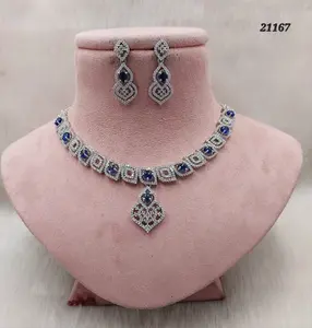 Melhor Qualidade Razoável Fantasia Moda Zircão Colar American Diamond Indian Colar Jóias Para As Mulheres