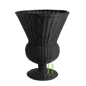 Jarrón de coalescencia moderno de urna con patas de mimbre negro para decoración de flores Variedad de diseño OEM en HNH Craft Factory - Product Image 1