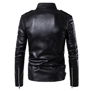 Veste en cuir pleine fleur de haute qualité pour hommes, tendance à la mode, coupe ajustée, fermeture éclair, attrayante, rayée, peau de crocodile noire - Product Image 3